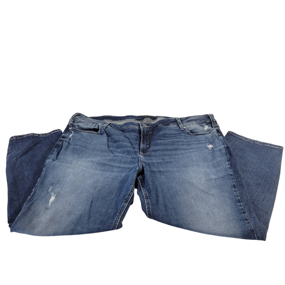 Silver Jeans Co Elyse Straight Leg Distressed Blue Denim W03403EAE319‎ 24W x 29L